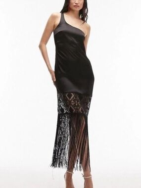 topshop one shoulder black dress Topshop one shoulder sequin velvet mini dress in black
